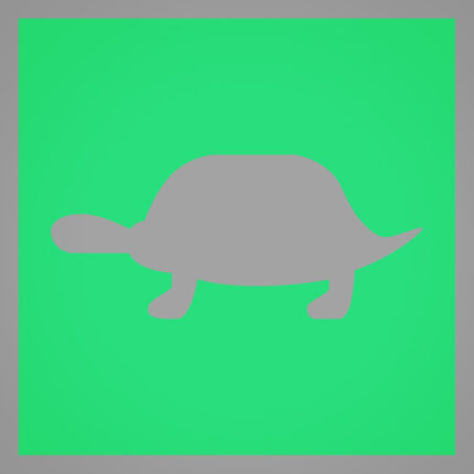 Piktogramm einer Schildkröte auf grünem Grund