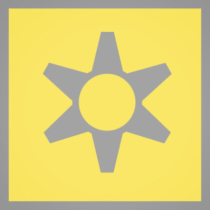 Zahnradsymbol auf gelbem Grund