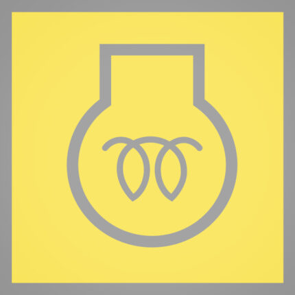 Glühbirnensymbol auf gelbem Grund