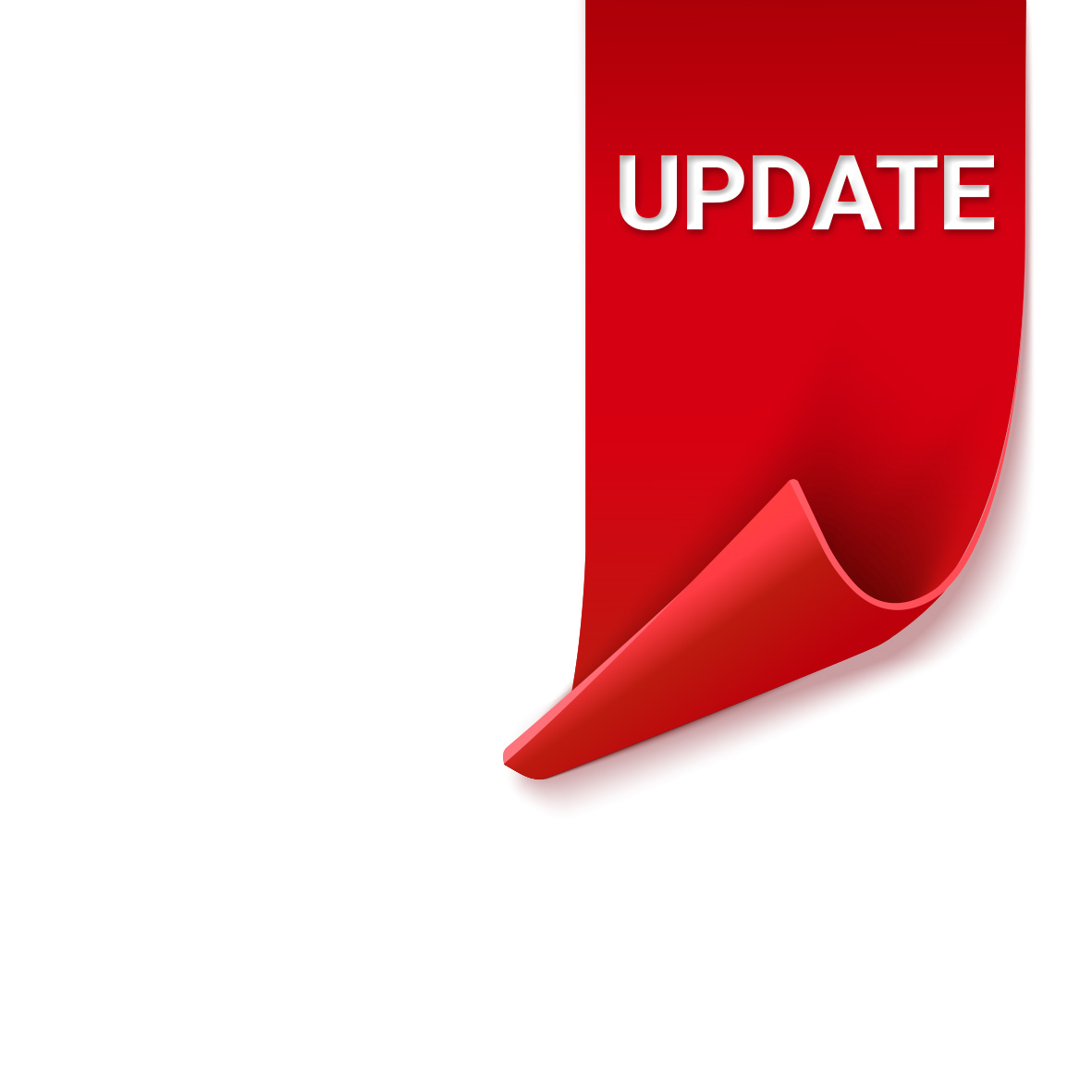 UPDATE written on red flag